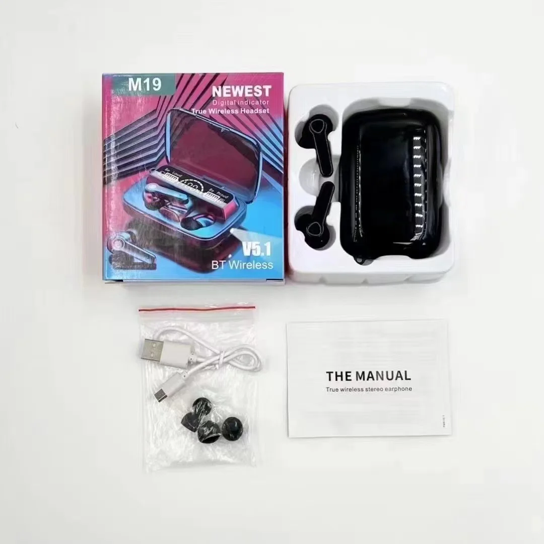 Wholesale 2023 Hot Selling Tws Blue-tooth Wireless M19 TWS Earbuds Touch Control Headphones Auriculares Audifonos Earbud