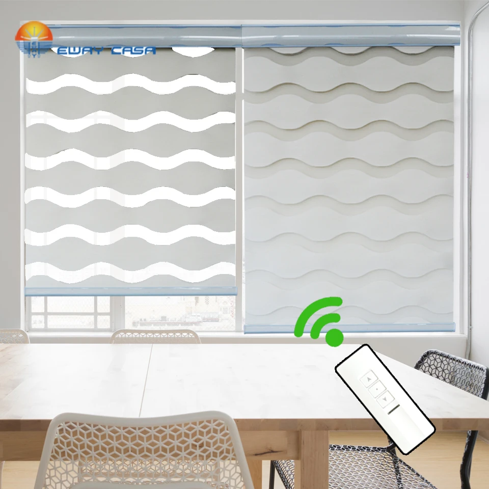 Waterproof Electric Zebra Blind Fabric Wavy Blind Smart Electronic Zebra Blinds Gray Rechargeable Motor Tuya  MZB_TC_20/21/22