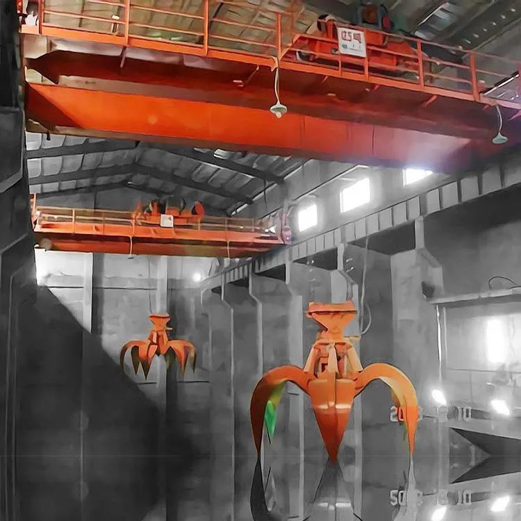 Orange peel grabs double girders overhead crane for lifting coal