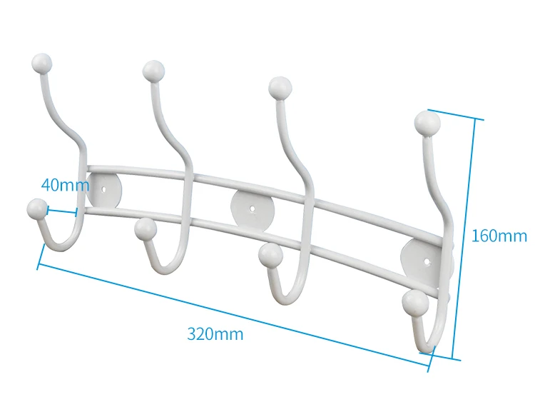 8 head wall mounted metal clothes hanger hooks