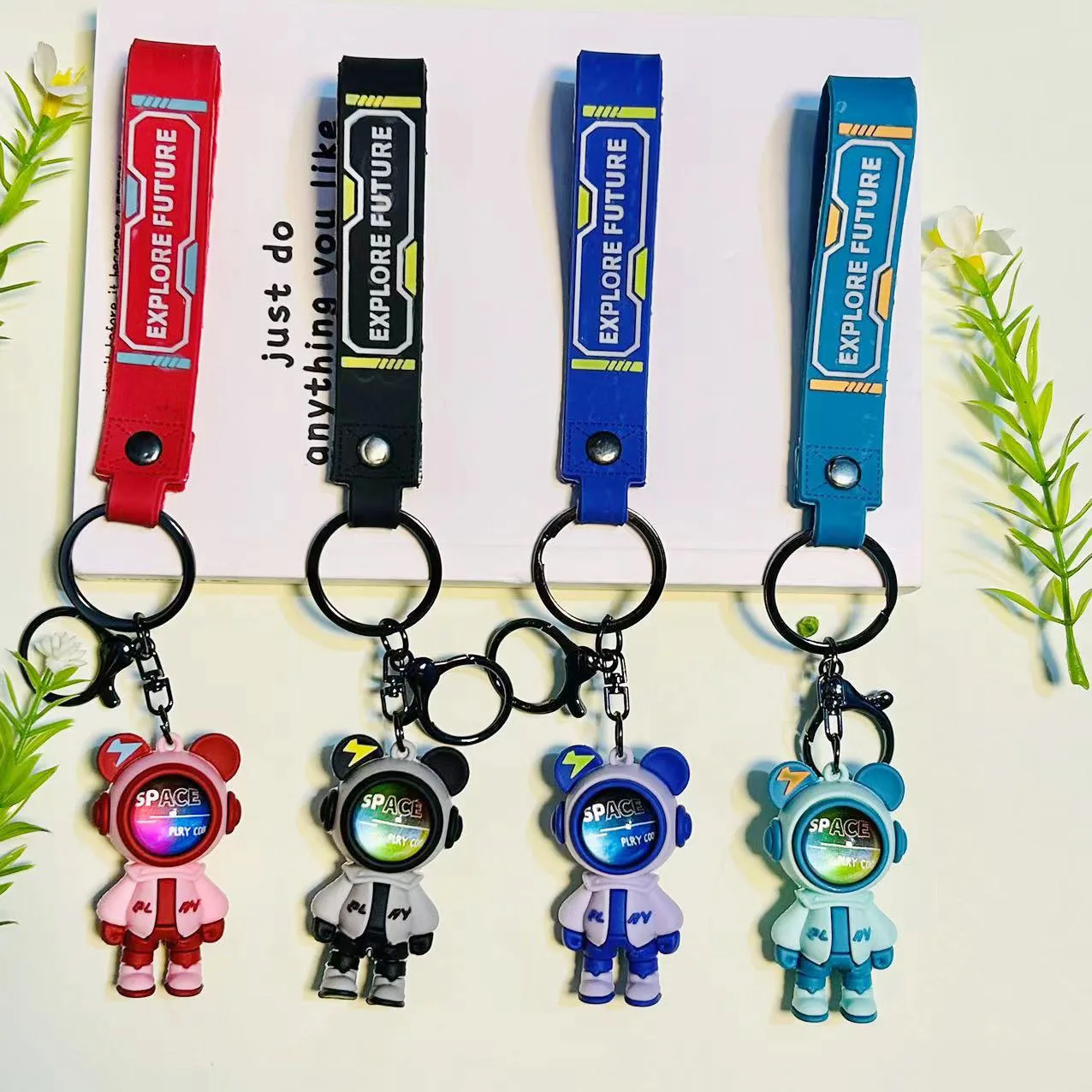 Cartoon Astronaut Keyring Couple Anime Keychain Children Christmas birthday Gifts Spaceman Rabbit Keychain
