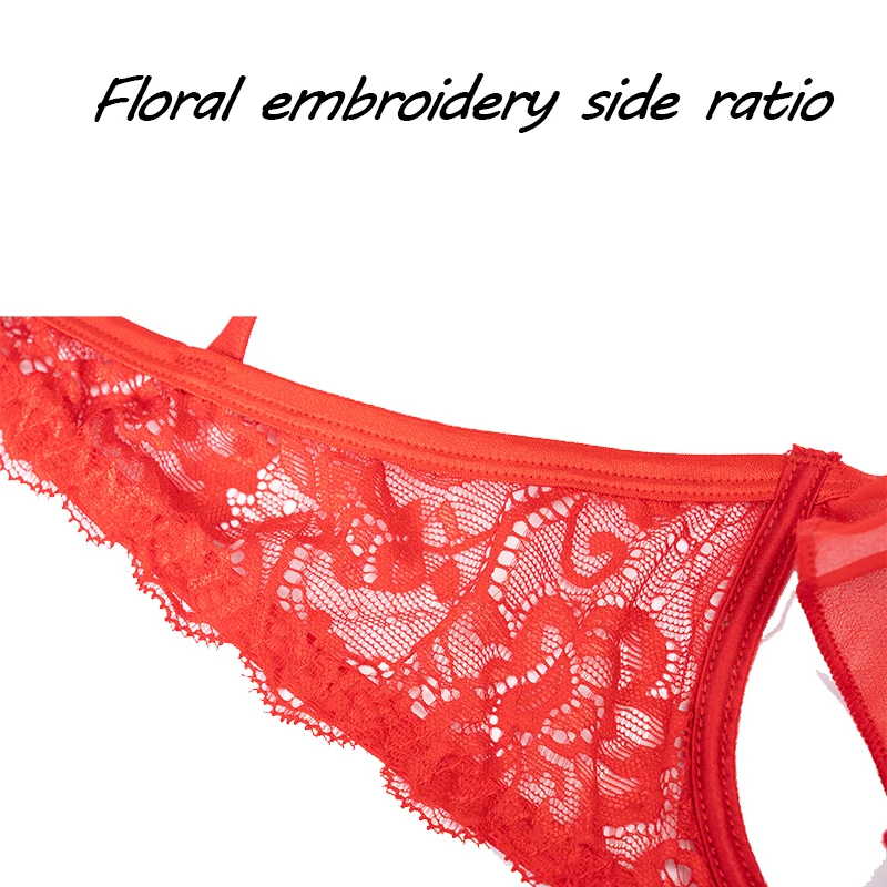 Wholesale Spot New Women Sexy Open Bra Hollow Flower Lace Lace Sexy Lingerie Set