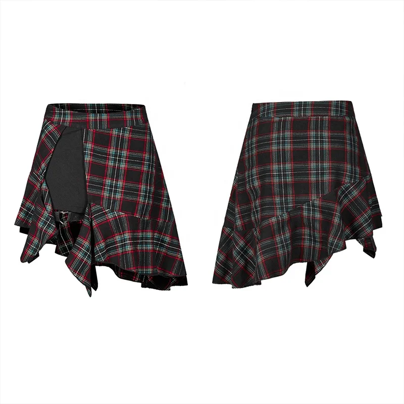 OPQ-514 Punk Rave black And White Fake Two-Piece Skirt A Sexy Pleated Miniskirt For Sweet Girls