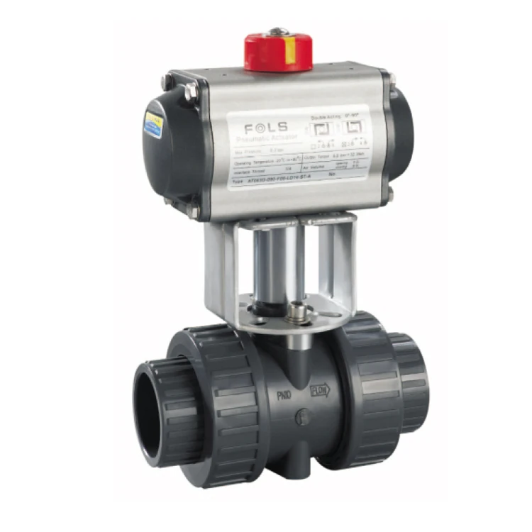Double/True Union UPVC PVC pneumatic plastic ball valve