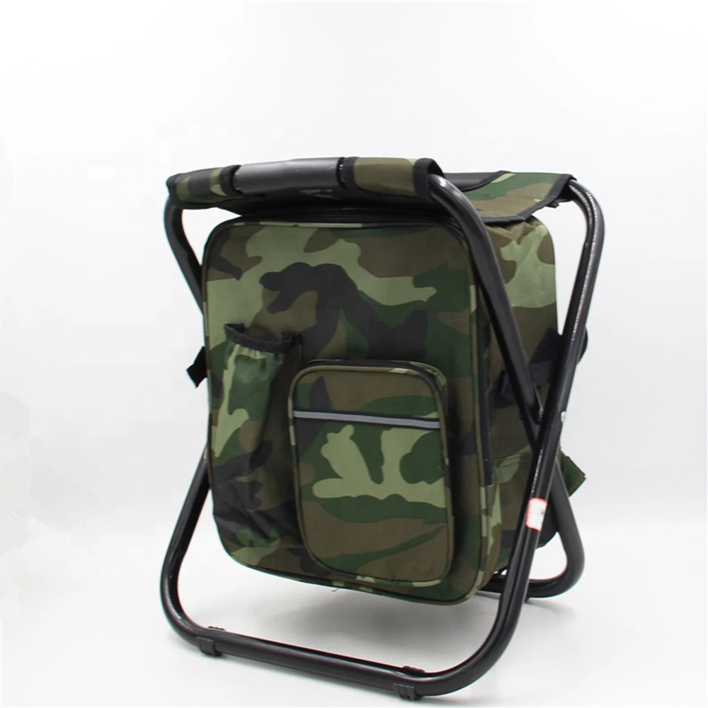 Folding Camping Chair Stool Backpack with Cooler Insulated Picnic Bag Hiking Camouflage Seat Table Bag Fishing Travel Beach BBQ
