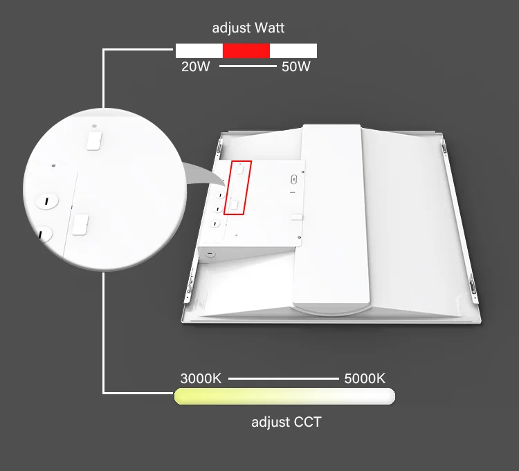 Surface mounted 600x600 2x2ft 25w 36w smart led troffer retrofit kit light