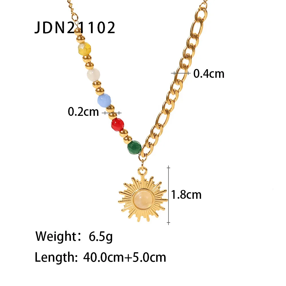 Factory Cheap Price Sun Shape Cat Eye Stone 18K Gold Plated Stainless Steel Jewelry Necklace Waterproof Not Fading Women Pendant