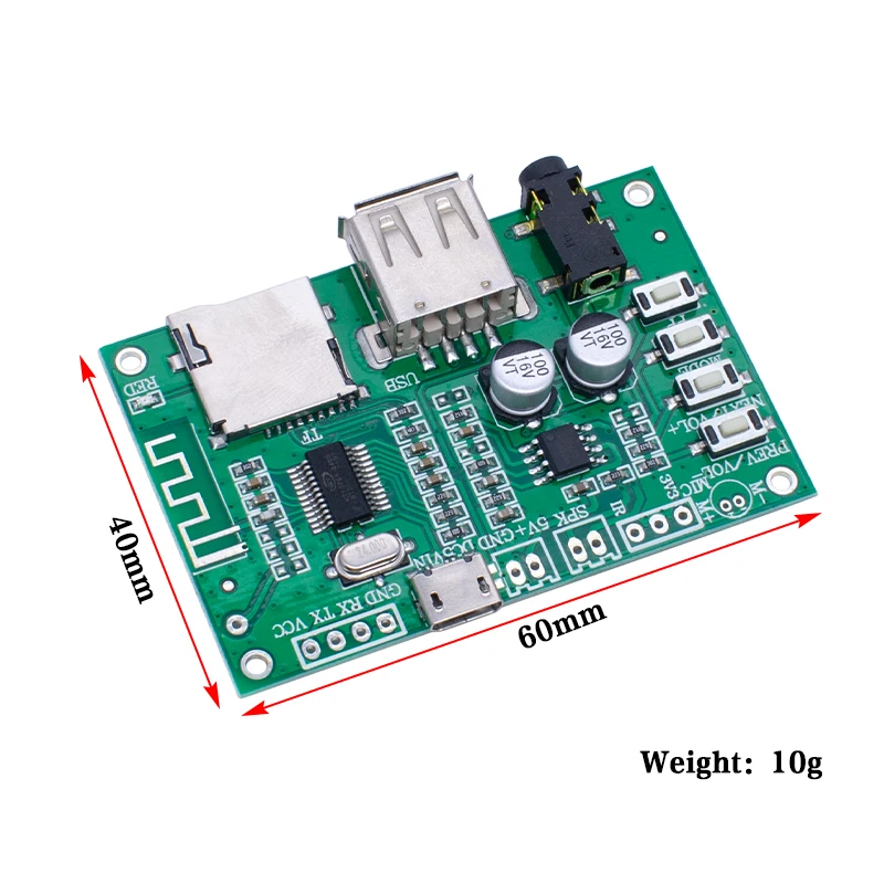 Bt201 Dual Mode 5.0 BT Lossless Audio Power Amplifier Board Module Tf Card U Disk Ble Spp Serial Port Transparent Trans