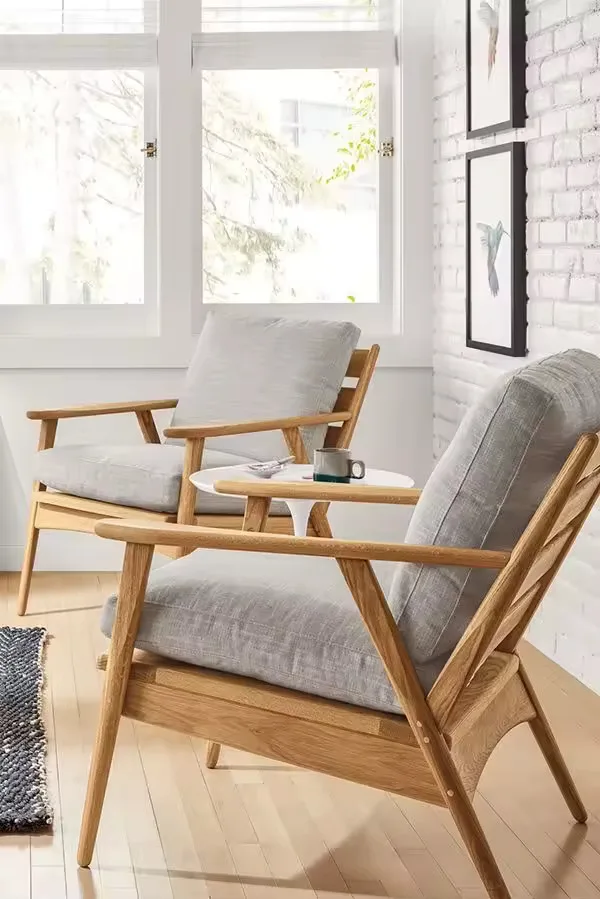 Good selling modern minimalist simple velvet fabric comfort leisure wooden living room lounge reclining chair