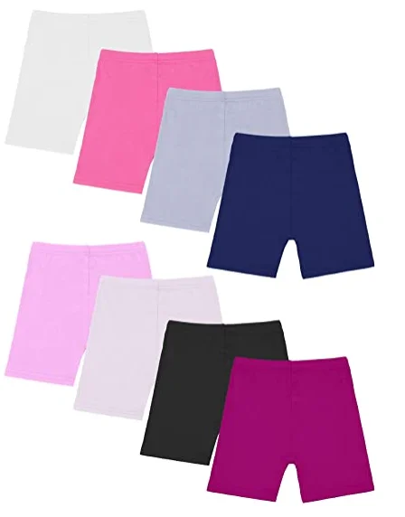 Custom Logo Girls Bike Shorts Pants Super Soft Cotton Modal Blend Black Dance Safety  Shorts with Lace Trim