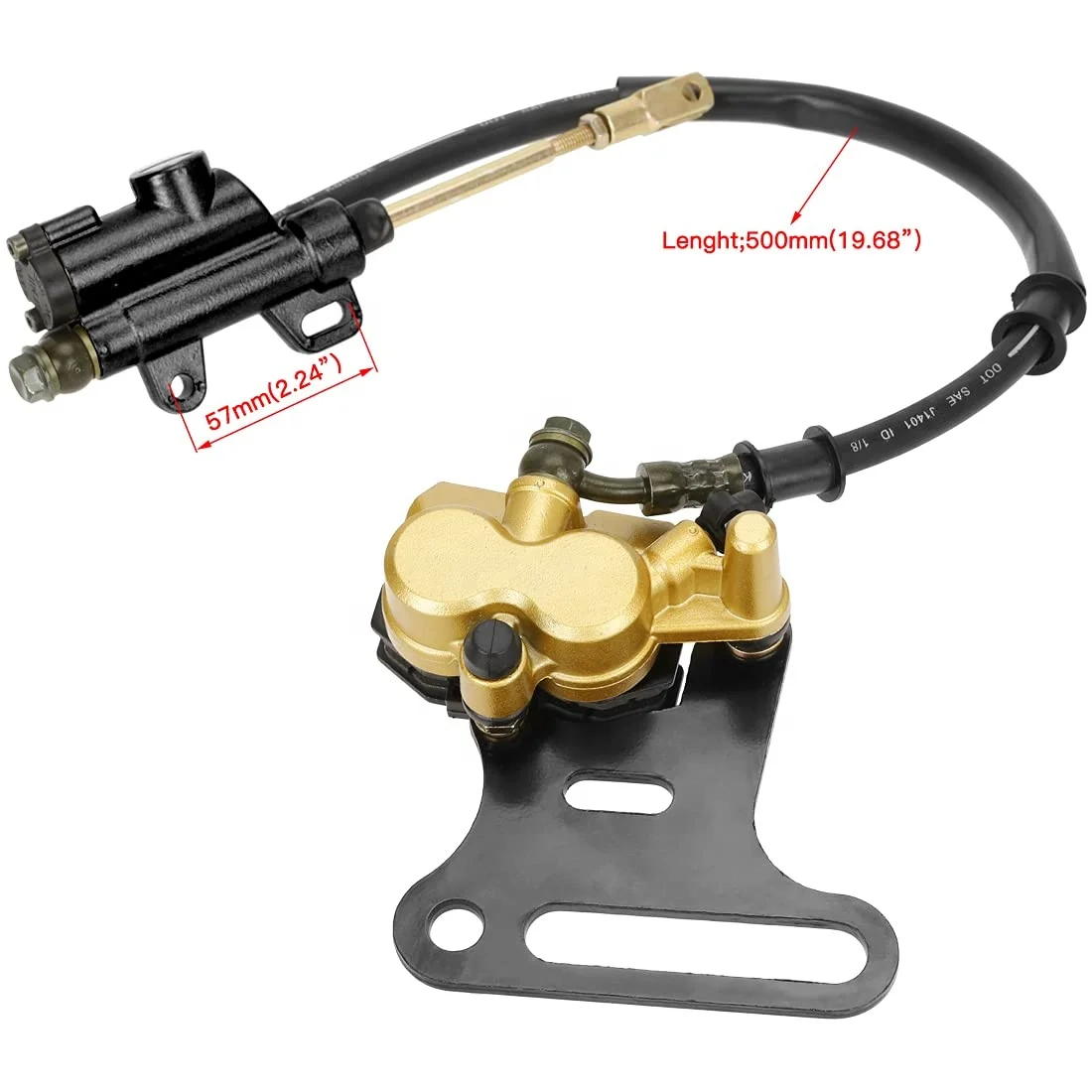 HIAORS Rear Foot Disc Hydraulic Brake Master Cylinder Caliper kit for 70cc 90cc 110cc 125cc 140cc 150cc Chinese Pit Dirt Bike