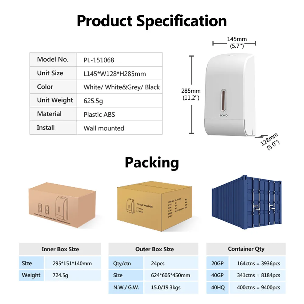 Hot sales Toilet Kitchen dispensador de papel Wall mounted ABS plastic tissue box paper holder Dual roll paper towel dispenser