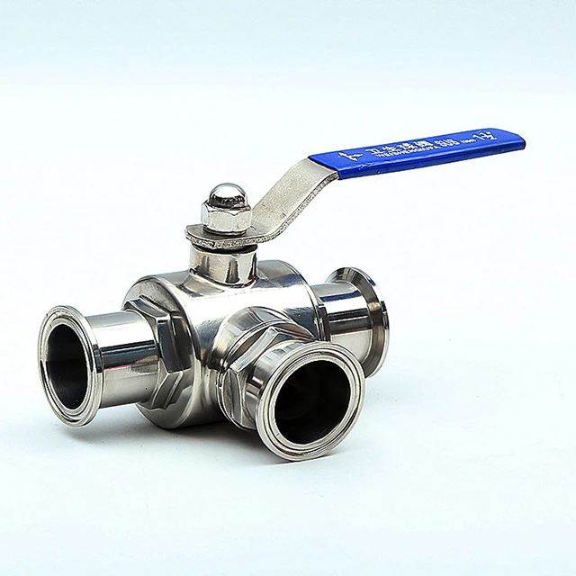 Stainless Steel Hygienic Sanitary Three Way Ball Valve with Clamp End