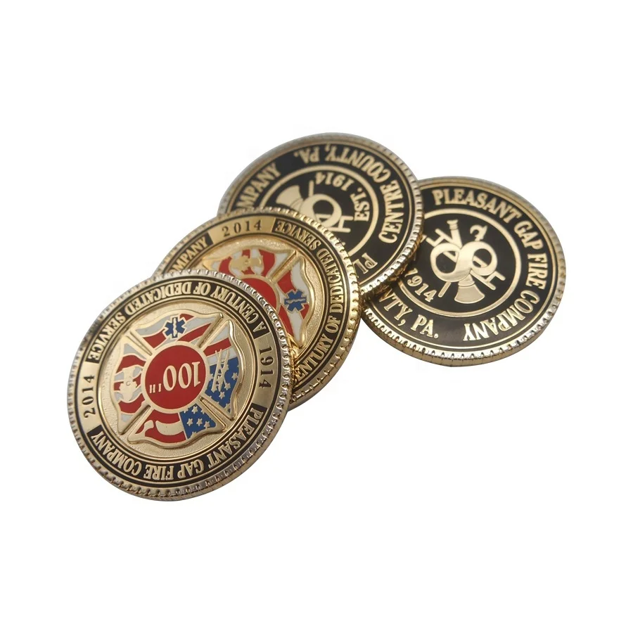 Custom made plating in gold metal coins soft enamel coins