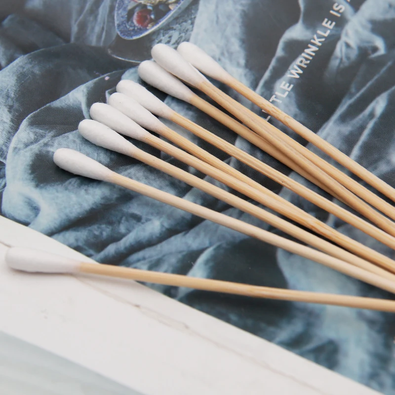 Disposable Environmentally Friendly Biodegradable 15cm Applicators Long Bamboo 100% Cotton Swabs