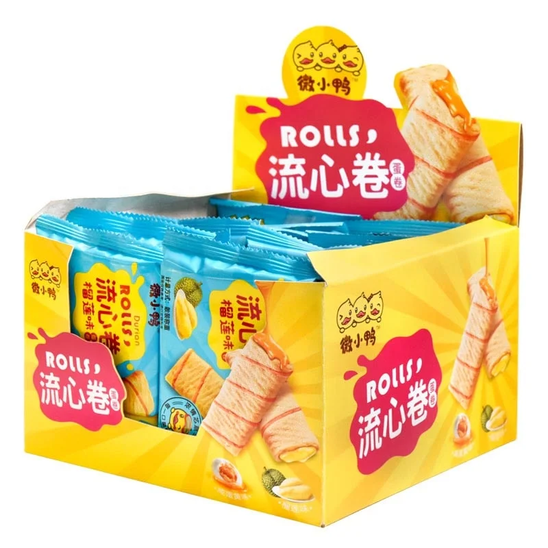 Best Selling Small packing 21 gram Durian flavor wafer rolls Durian Stick wafer Biscuits snack