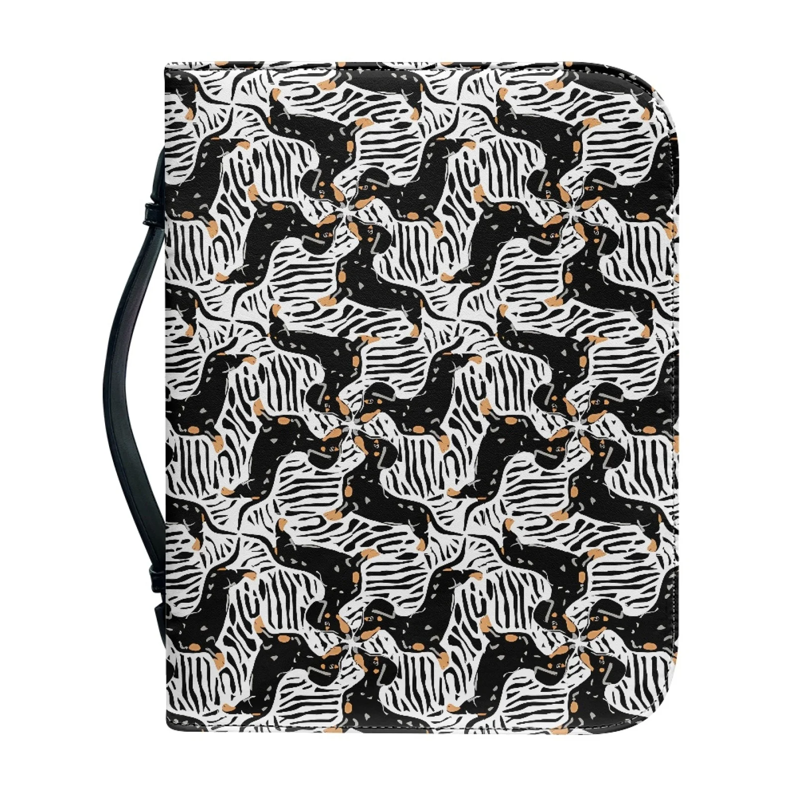 Custom Pattern Leather Bible Cover Book Cover Planner Cover with Handle Inside Pen Slots and Pockets for Men Women Bible Bag