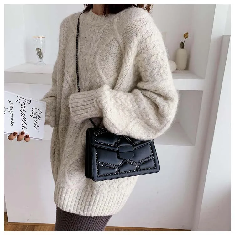 Wholesale Chain Bag PU Fashion Senior Sense Riveted Ladies Crossbody Shoulder Bags women Bags