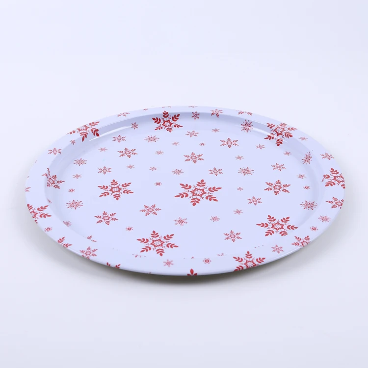 Wholesale round tin food tray fruit printed food tin tray