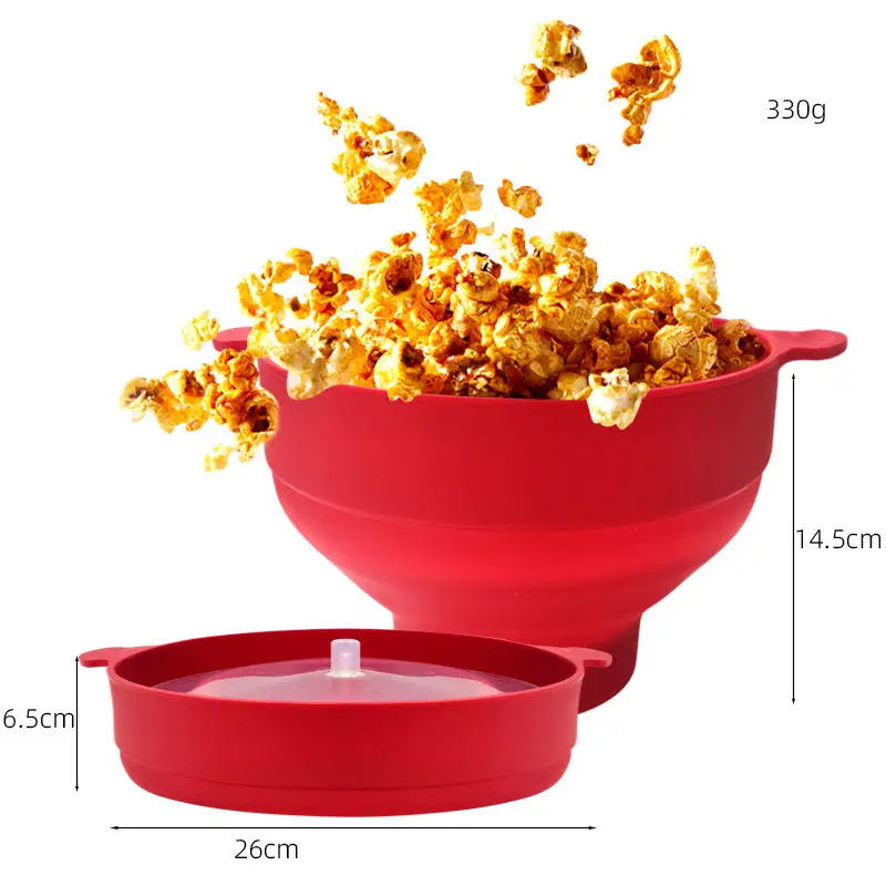 Silicone Foldable Bpa Free Microwave Collapsible Air Bucket With Lid Silicone Popcorn Microwave Popcorn Bowl Microwave