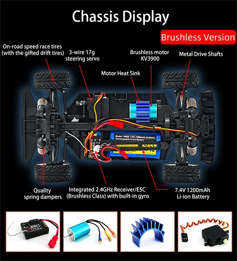 Pinecone Sg-1604Pro 1/16 2.4G Radio Control Toy 4Wd Esp Gyro Drifting Truck Remote-Control Drift 50Km Speed Rc Car 4X4 Brushless