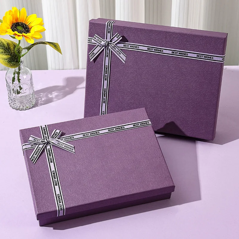 Wholesale Purple Paper Gift Packaging Box For Clothes Scarf Thermal Underwear Custom Gift Cardboard Paper Boxes Packaging