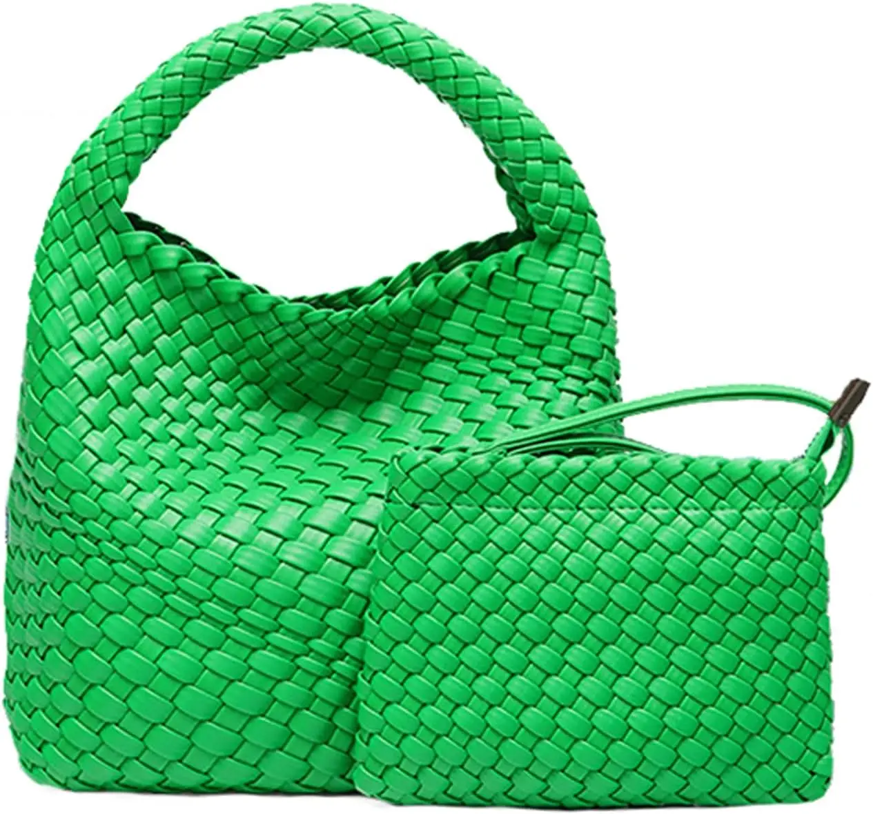 Handmade Woven Shoulder Bags for Women Cute Hobo Tote Handbag Mini Clutch Purse with Magnetic Buckle Crossbody Phone Bag