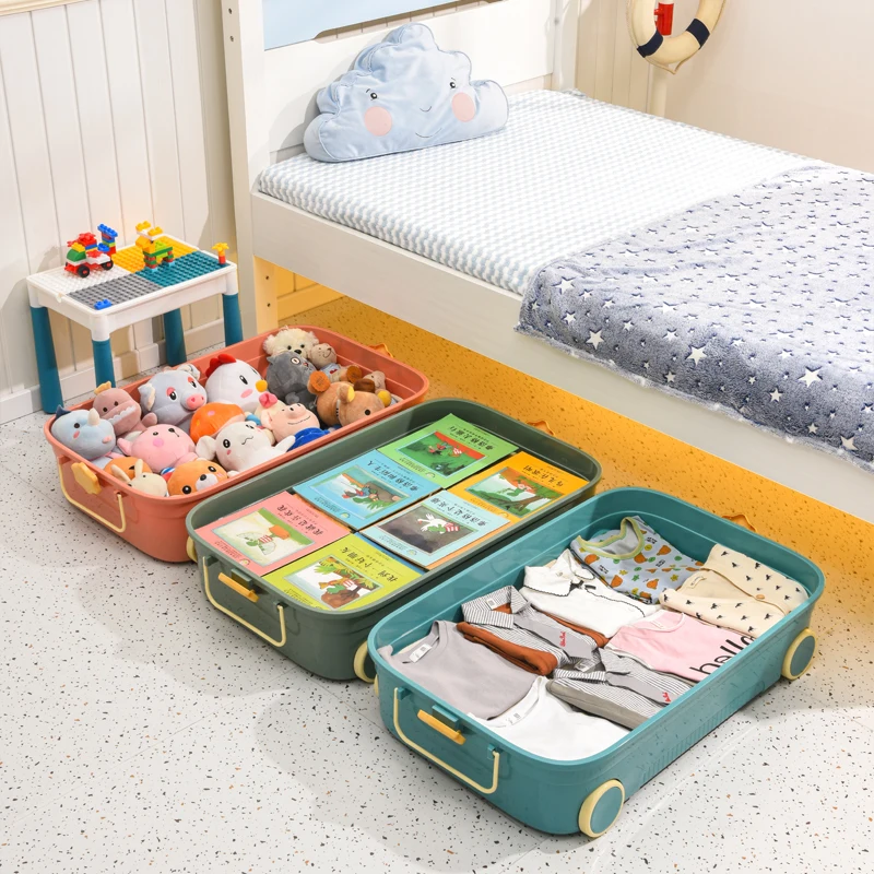 Top Selling Plastic Storage Box for Clothes Toys Snacks Storage Container With Lid  Wheel Building Blocks
