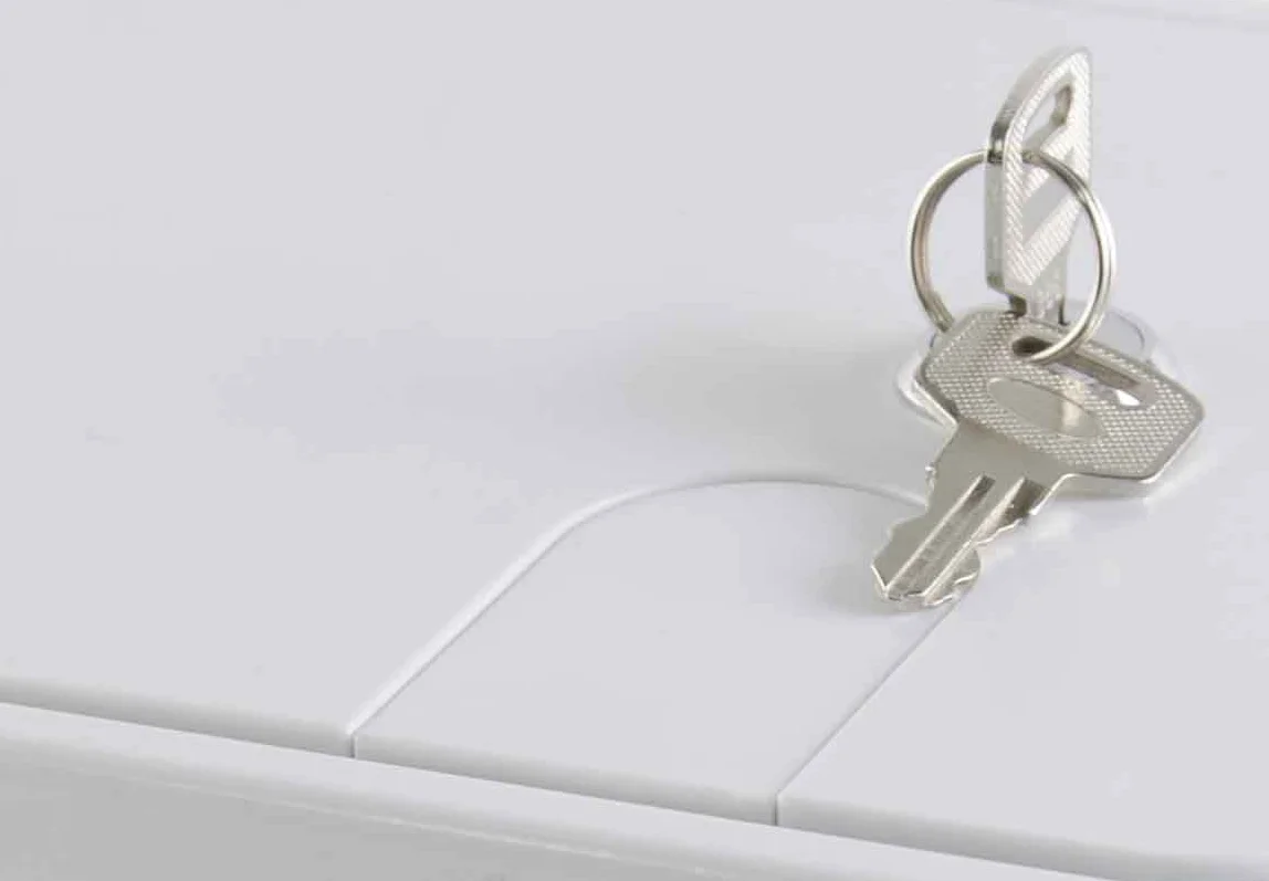 White Small 30/50 Amp Key Lock Electric Cable Hatch For RV Camper