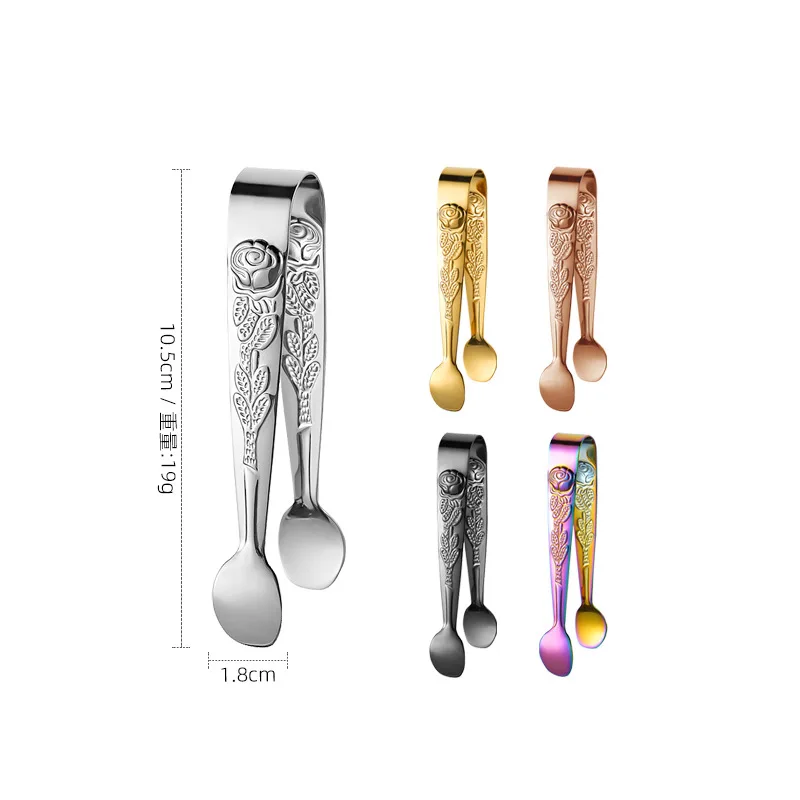 Wholesale 304 stainless steel bartender ice cube clip in stock 11cm coffee cube sugar clip with ice granule clip