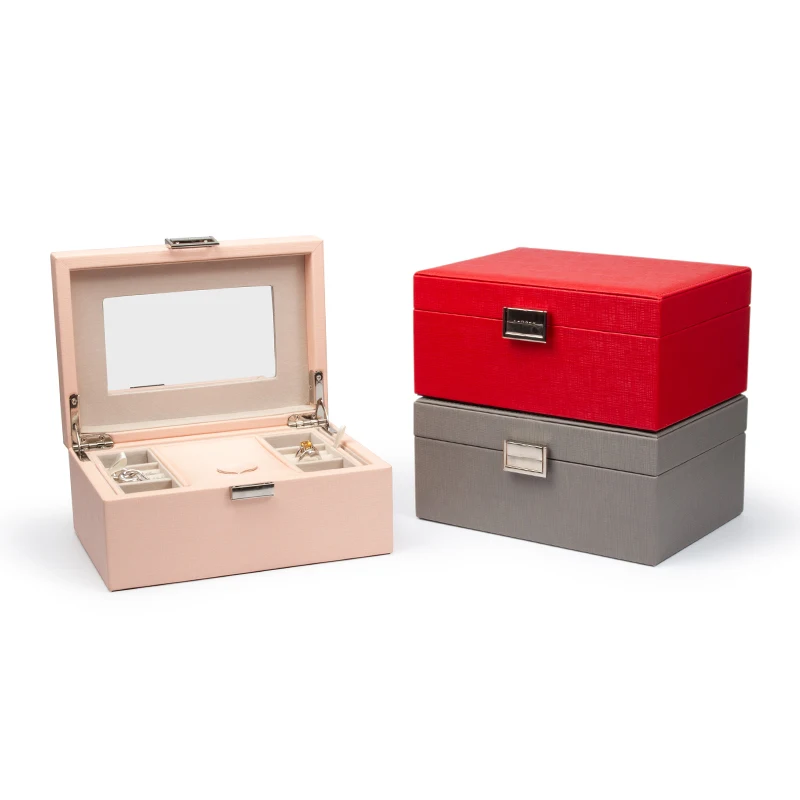 
TA MINGREN Wholesale Leather Cover Jewelry Organizer Storage Case Luxury Wooden Jewel Box 