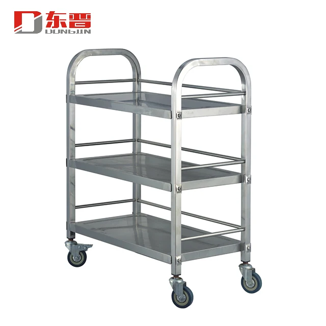 
Good Quality Hospital Library Stainless Steel Metal Trolley Instruments Storage Cart 