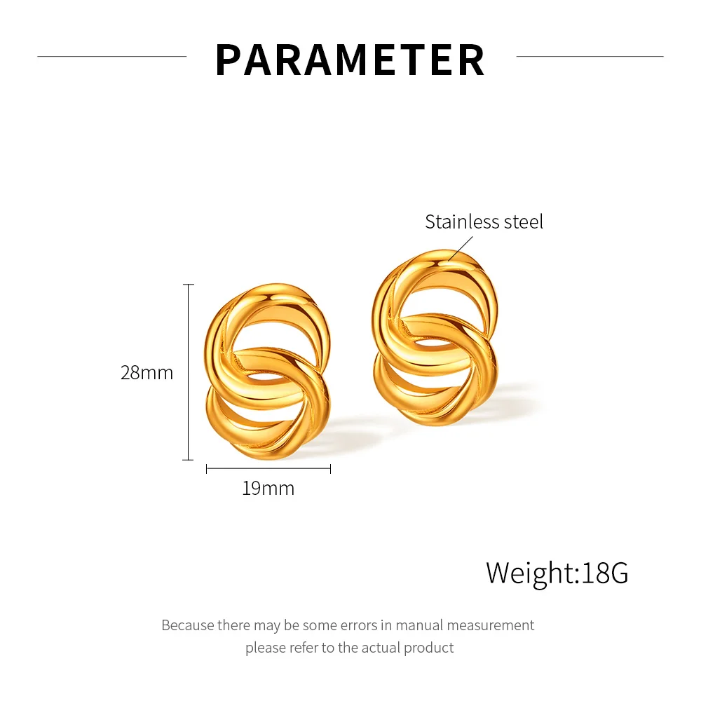 2024 Summer New 18k Gold Plated Unique Hypoallergenic Stainless Steel Spring Design Boho Gypsy Style Stud Earrings Women