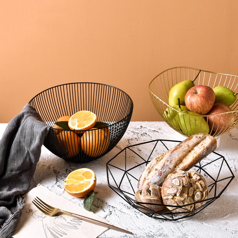 Nordic Simple Geometry Wrought Iron Fruit Basket Living Room Fruit Tray Creative Basket