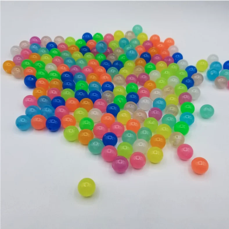 6mm/8mm Fluorescent Plastic Round Beads with Holes Luminous fishing beads