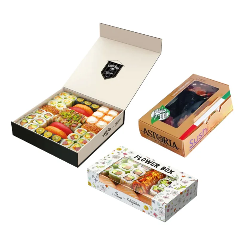 Wholesale Recycled Food Sushi Packaging Box Take Out Personalized Magnet Luxury Gift Sushi Lunch Packing Box