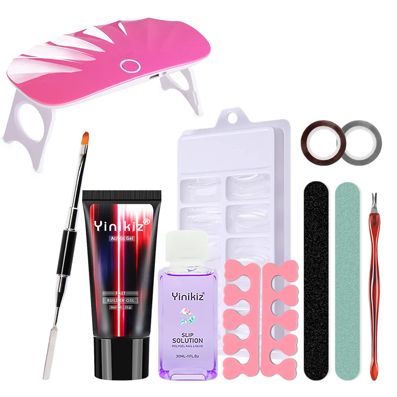 Acrylic Nail Kit 14pcs/Set Poly UV Gel Polish Kit UV LED Gel Varnish Fast Builder Nails Art Set dropship