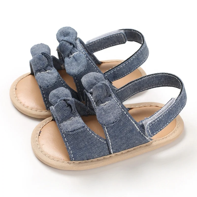 EVERTOP new pretty design beautiful cotton bow upper soft baby girl summer sandals shoes