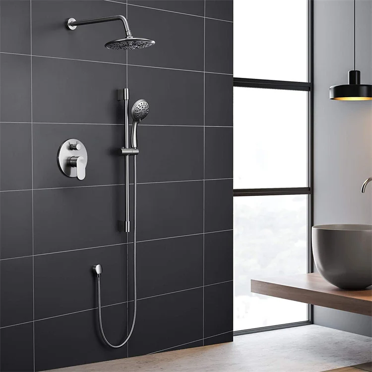 In-wall Installation Nickle Polished Brass shower system set hot and cold shower mixer  set for bathroom