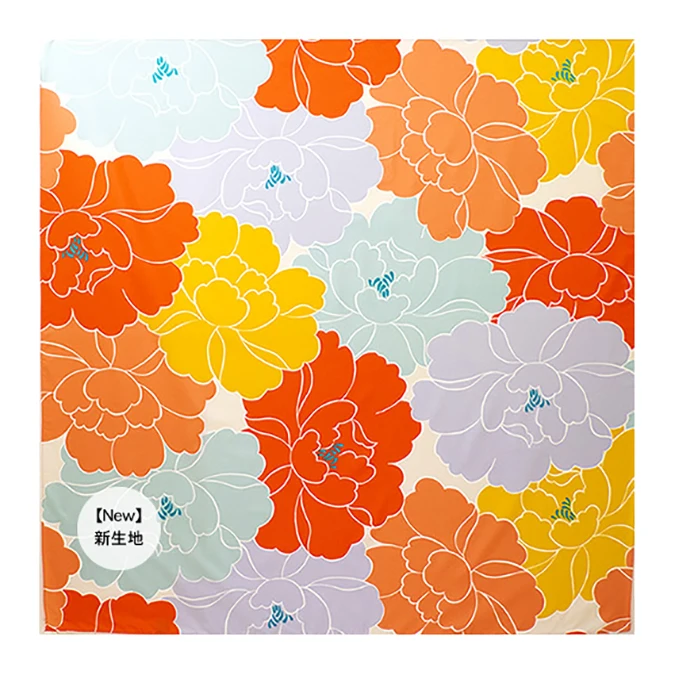 Traditional Motif Peony Orange High Quality Dining Picnic Table Cover Cloth Waterproof Tablecloth