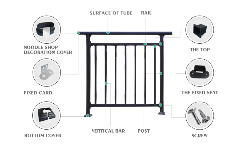 Modern outdoor Wrought Iron baluster iron stair railing spindles Decorative stair parts and railing