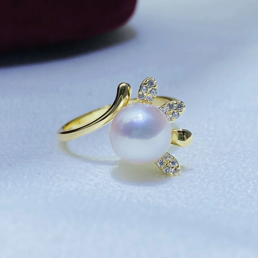 Wholesale Women Rings Bread Shaped White Freshwater Bead 3A 925 Sterling Silver Pearl Ring