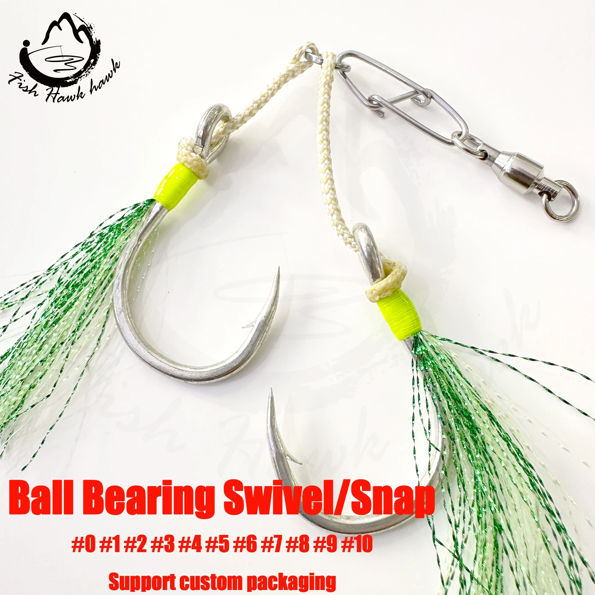 Wholesale #1 #2 #3 #4 #5 #6 #7 High quality strong ball bearing fishing swivel with snap for saltwater fishing jigging bait