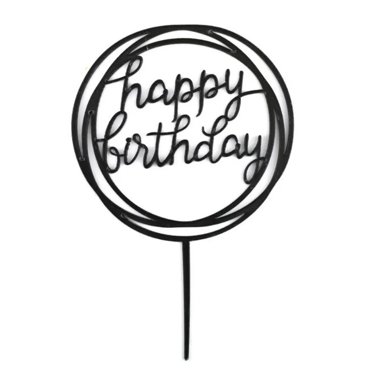 Hot Selling Round Shape Personalized Wedding Happy Birthday Acrylic Cake Topper Baby Shower Cupcake Topper