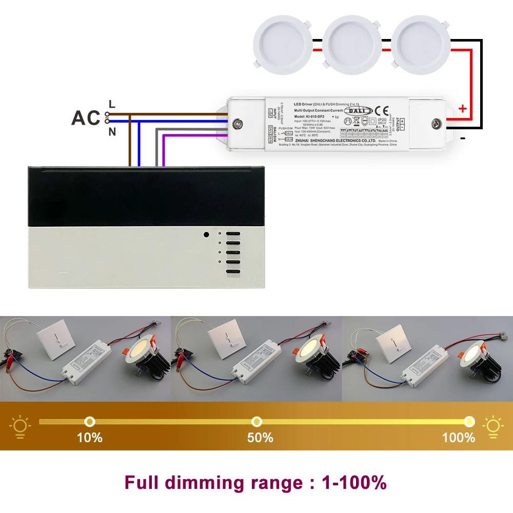 ENEC Adjustable current DALI-2 & Push 10W 100mA-450mA constant current dimmable LED driver