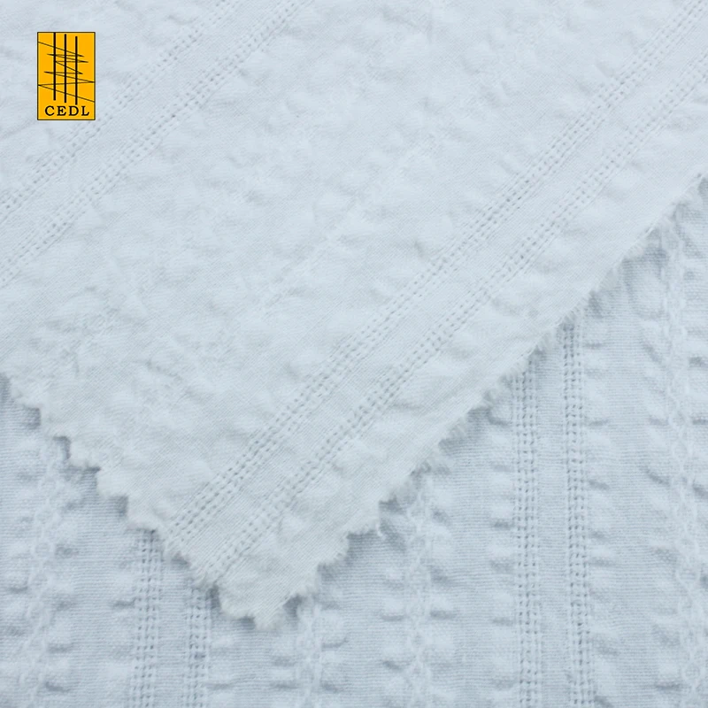 New Fashion Pure 100% Cotton Yarn Dyed Jacquard Stripe Fabric for Dress Skirt GOTS