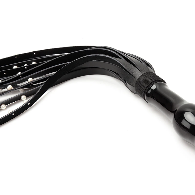 MOGlovers BDSM Glass Anal Plug Leather Pearl Horse Whip Bondage Fetish Butt