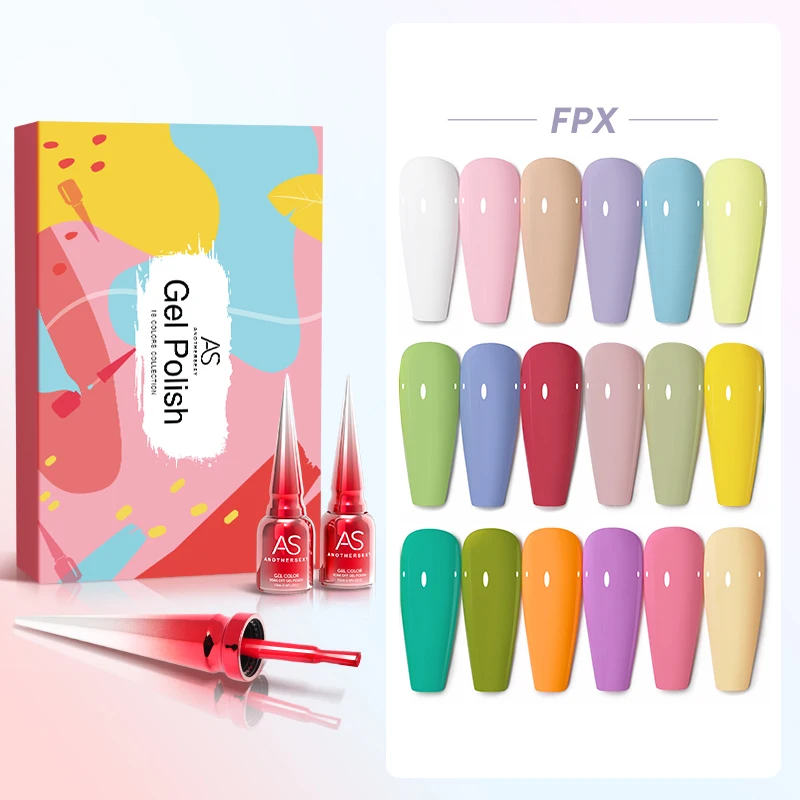 AS 18 Colors Gel Nail Polish Set Semi Permanent UV Led Varnish Nail Art Design Soak Off Gel Set Nail Gel Kit