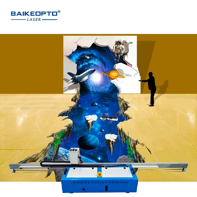 Automatic Wall Floor Printing Machine UV Inkjet 3D Art Printer Machine For Glass Stone Brick Surface