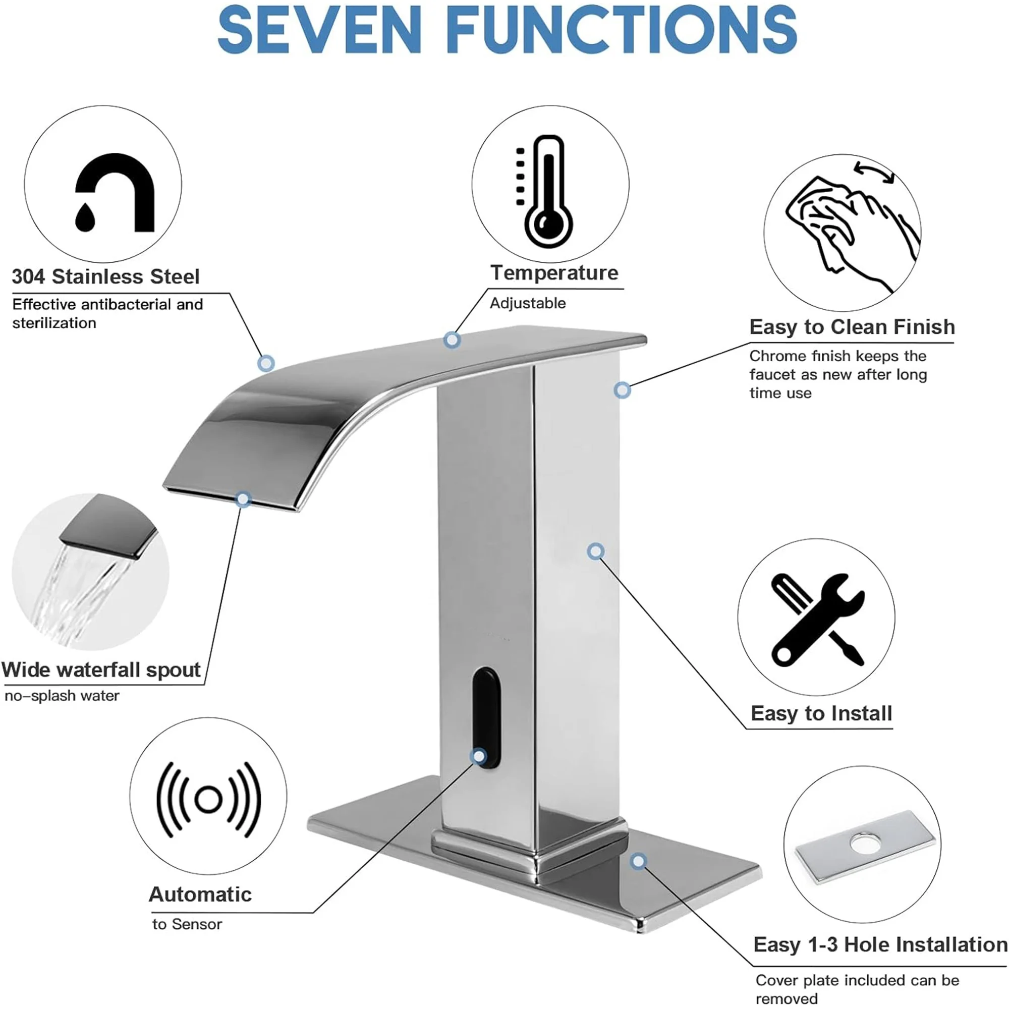 CYEN high quality temperature control quick installation chrome automatic sensor faucet touchless bathroom sink faucet